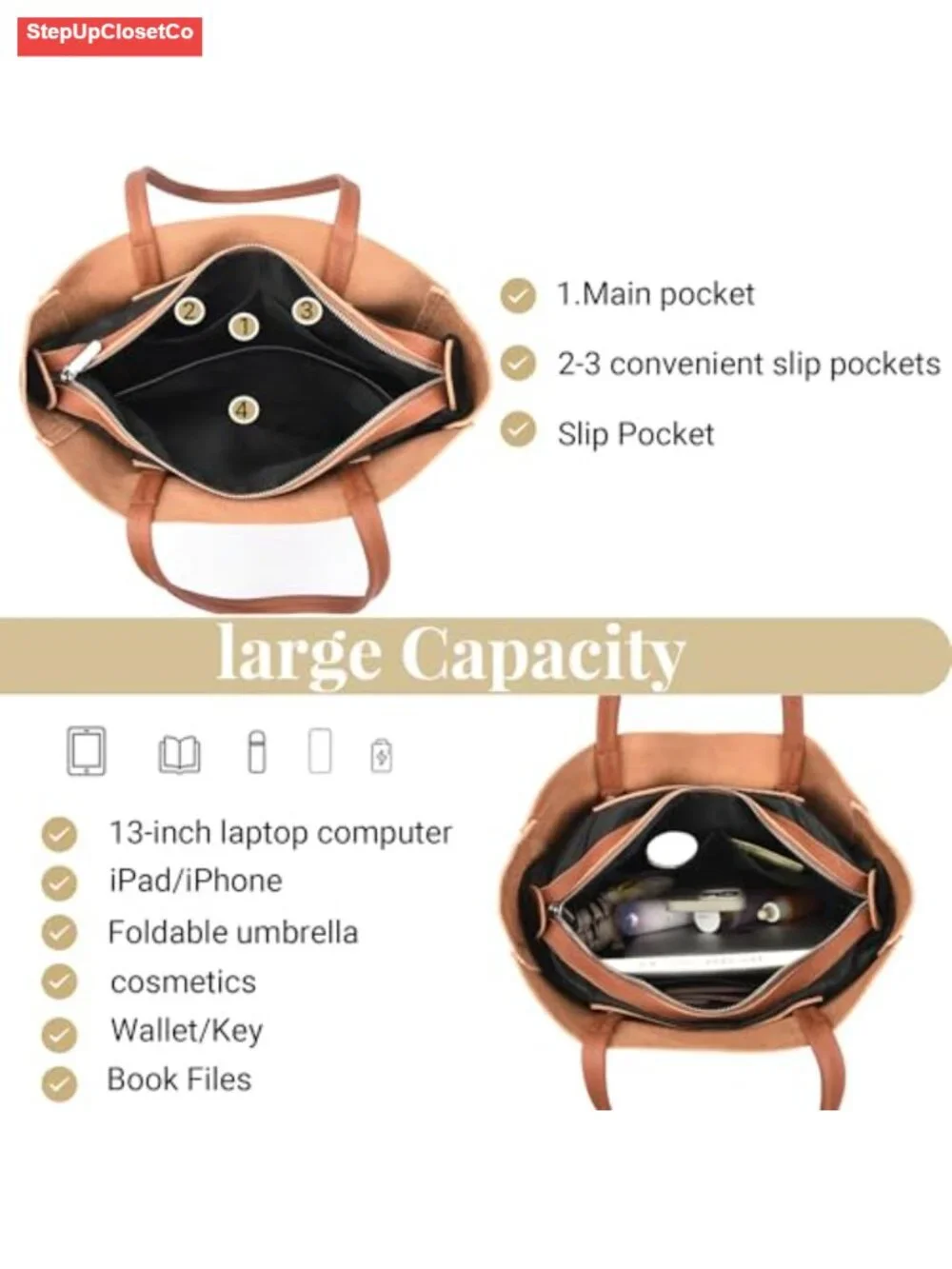 Genuine Leather Tote Bag for Women Soft Shoulder Handbag